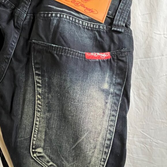 Men's Ed Hardy Swarovski Crystal Skull Jeans - Picture 5 of 7